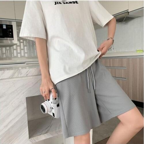 Casual shorts womens plus size 2021 summer new style Korean high-waist shorts womens thin wide-leg shorts