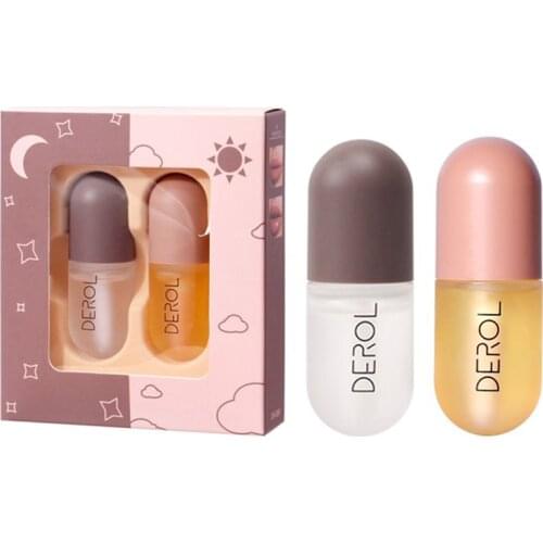 1 Bottle/ 2 Bottles Day And Night Lip Plumper Enhancer Gloss Moisturizing Plumping Booster Makeup Supplies