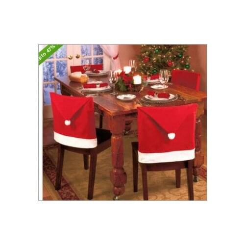 2pcs Christmas Chair Covers Santa Claus Hat Christmas Dinner Chair Back Covers Table Party Decor New Year Party Supplies