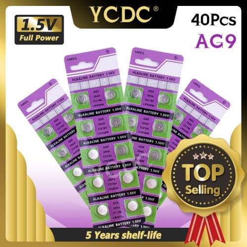 40pcs/pack LR936 394 AG9 Button Battery SR936 194 Cell Coin Alkaline Batteries 1.55V SR936SW CX194 For Watch Toys Remote