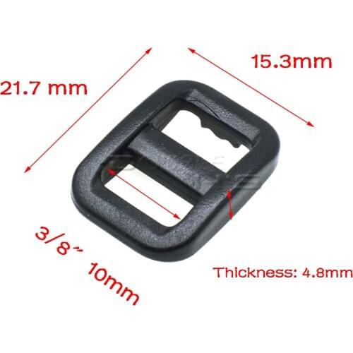 500pcs/lot Black Plastic 3/8" Slider Tri Glide Adjust Buckles Wider Style Backpack Straps Webbing 10mm
