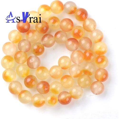 8 mm Orange Jades Round Loose Spacer Beads For Jewelry Making DIY Natural Stone Beads Bracelet Necklace Accessories Charms 15"