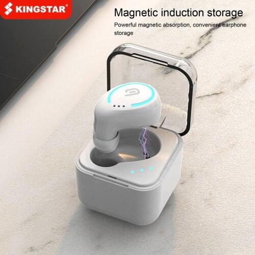 KINGSTAR Single Ear Wireless Headphones Bluetooth Headsets Sport IPX7 Waterproof Earphone with Charging Box Earbuds for Phone