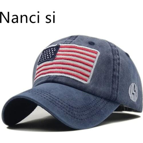 Nanci si USA Flag Washed Baseball Cap Embroidery Cotton Snapback Caps Casquette Hats Fitted Casual Gorras Dad Hats For Men Women