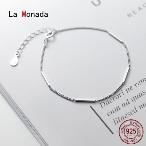 La Monada Straight Bracelets For Women Silver 925 Sterling Silver Fine Real Silver 925 Jewelry Bracelet Chain Womens Bracelet