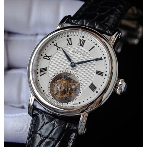 Sugess Flying Tourbillon Mechanical Mens Watch Seagul Movement ST8000 Sapphire Wrist Watch For Men Luxury Brand Casual Fashion