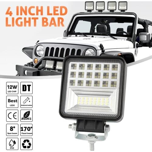 4 Inch 126W Car Work Light 12600LM 6 Rows Led Working Light Bar 6000K White for Off-Road Suv Boat 4X4 Jeep JK 4Wd Truck 12V-24V