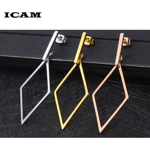 ICAM 40mm diameter small rhombus cute ear ring Stainless steel Smooth for wear Special offer free shipping