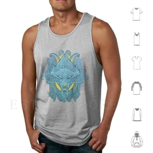 Jackal Tank Tops Vest Cotton Jackal Canine Dog Dragon Fantasy Glow In The Dark Furry Anthro Furries Anthros Horns Gargoyle