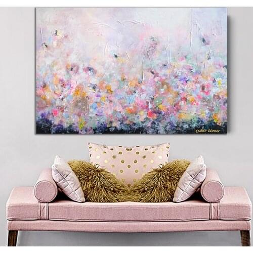 Pink Flower Printed Oil Painting on Canvas Decoration Salon Modern Nordic Canvas Prints Dropship Home Decor Wall Art Posters