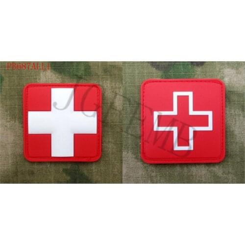 Red background luminous design red frame RED The Red Cross tactical medical 3D PVC patch Badges