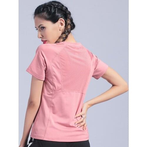 Summer Fitness Women Quick Drying Mesh Shirts Elastic Yoga Sports T Shirt Tights Gym Running Tops Tees Blouses Shirts Jerseys