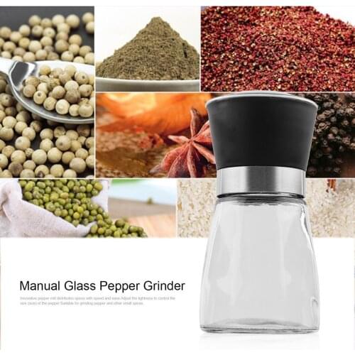 Hot Creative Home Kitchen Accessories Stainless Steel Glass Manual Pepper Salt Spice Mill Grinder Pepper Grinder Spice Container