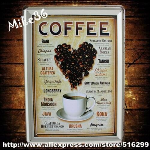 [ Mike86 ] COFFEE HERE metal ornament art cafe bars of large size C-140 mixed order 30 x 40 cm