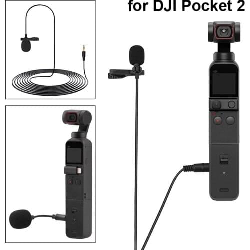 3.5mm Mini Portable Clip-on Lapel Condenser Microphone for DJI Pocket 2 Do-It-All Handle Wired Mic Gimbal Camera Accessories