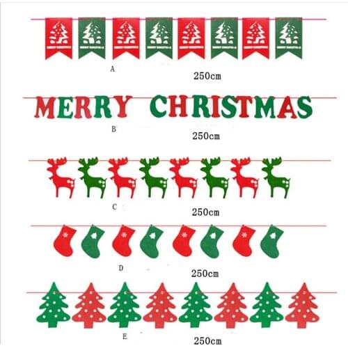 New Christmas New Year Party Decoration Supplies Merry Xtmas Deer Tree Letter Socks Garland Decor Deer Sock Chain Banner