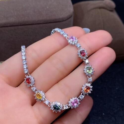 New Fashion Sapphire Bracelet 925 Sterling Silver Fine Jewelry Natural And Real