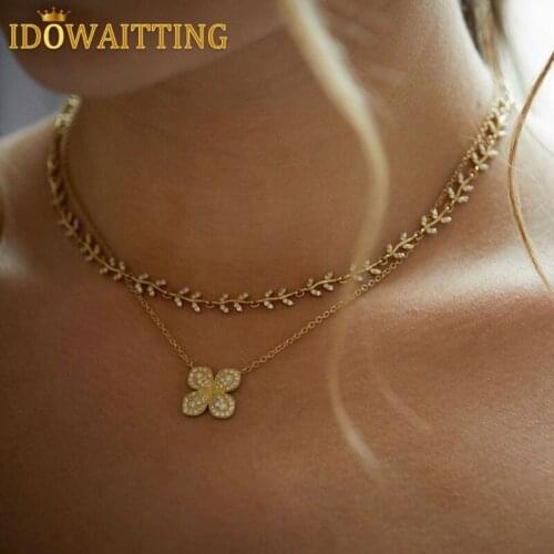 32+10CM Wheat Leaves Charm Unique Design Trendy Hot Fashion Women Choker Necklace Full Clear CZ Paved Luxury Jewelry