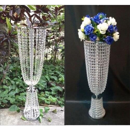 Wholesale i tall and large111 iron crystal plated vase metal one flower/ vases for wedding/tall wedding decorat