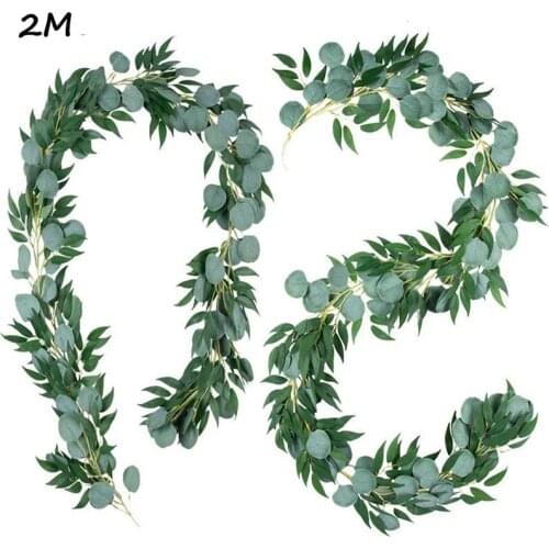 2M Hanging Eucalyptus Garland Artificial Plants for Wedding Backdrop Flower Arch Table Runner Baby Shower