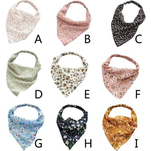 Pastoral Style Vintage Floral Print Elastic Hair Scarf Headband Triangle Head Kerchief Turban Boho Bandana Headwrap