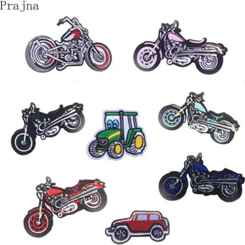 Prajna Kids Stalker Motorcycle Car Patch Applique Sewing Fabric Patch Iron On Embroidered Patches For Clothes Stripe DIY Badges