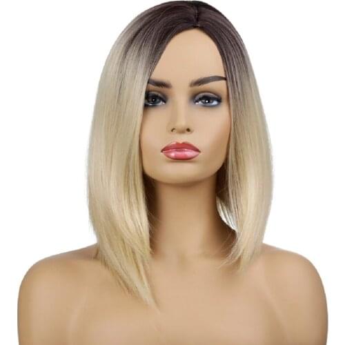 Straight Wig Ombre 613 Blonde Wig for White/Black Women Hair Wigs Heat Resistant Synthetic Wig Natural Fake Hair Romance Style