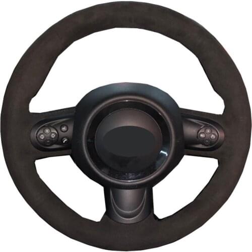 Hand Sewing Car Steering Wheel Cover Wrap Leather Suede For Mini (Hatchback/Mini R56/R57) Clubman Clubvan (3-Spoke)Cooper