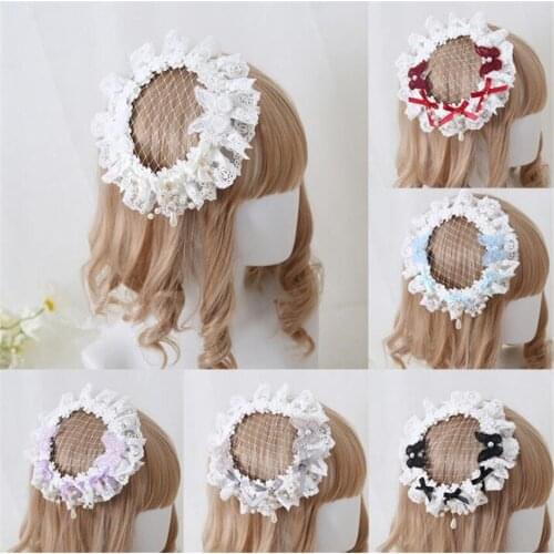 Lolita Top Hat Tea Party Gorgeous Hollow Bow Flat Hat Clip Hair Accessories Lolita Cap B1899