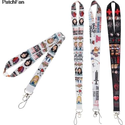A3710 Patchfan Cartoon Greys Anatomy Tv Show Lanyard Badge ID Lanyards Mobile Phone Rope Key Lanyard Neck Straps Accessory
