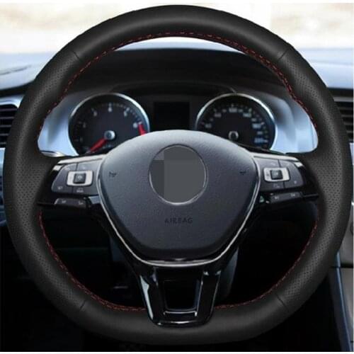 Sewing genuine leather car steering wheel cover Car accessories For Volkswagen VW Golf 7 Mk7 New Polo Jetta Passat B8