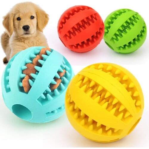 Dog Feeder Toys Rubber Interactive Bouncy Slow Feed Ball Dog Strong Chew Toy for Puppy Medium Pet Dog cleaning teeth Food Toy