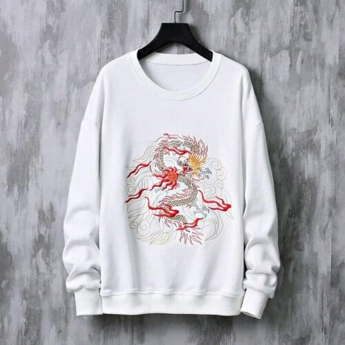 MrGB Chinese Style Embroidery Oversize Men Sweatshirt Vintage Casual Fashion Cotton Male Pullover O-neck Streetwear Men Clothing