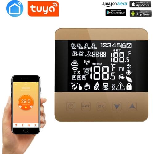 TUYA WiFi Alexa Google home Smart Thermostat Programmable Winter For Water/Floor Heating Touchscreen Room Temperature Controller