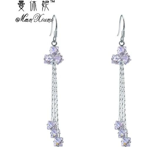 Manxiuni New Jewelry Fashion Star Style Rhinestone Tassel Earrings For Women Vintage Long Crystal Dangle Earrings Wedding Gifts