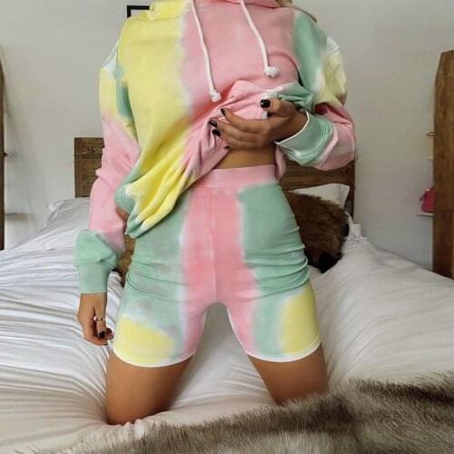 Womens Sets Two Piece Long Sleeve Hoodies Sweatshirts Bodycon Shorts Sports Fitness Pullover Tracksuit Outfits Casual Sportwear