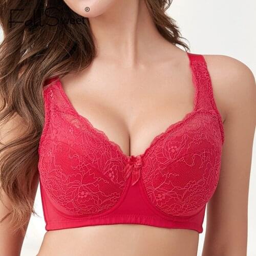 FallSweet Full Coverage Thin Cup Bra Plus Size Lace Lingerie Sexy Bras for Women D E Cup Underwear