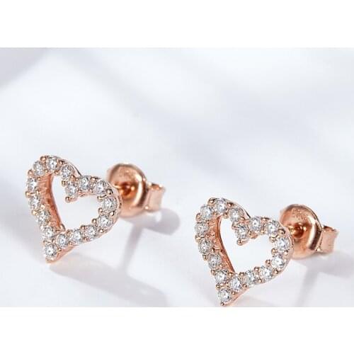 BOEYCJR 925 Silver Loving Heart 0.48ct Total 1.5mm F color Moissanite VVS Fine Jewelry Diamond Stud Earring for Women Gift