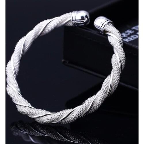 Charm 925 Sterling Silver Bracelets fine Twisted wire bangles for Women Fashion Wedding Party Christmas Gift luxury Jewelry