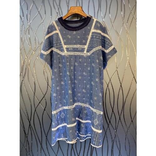 New 2021 Summer Hot Sale Dress High Quality Cotton Women Exquisite Embroidery Zipper Shoulder Deco Short Sleeve Casual Dress