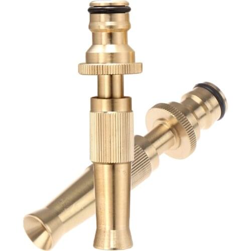Brass Adjustable spray gun Hose Nozzle High pressure straight copper gun for car wash watering flower garden hose wand 1pcs