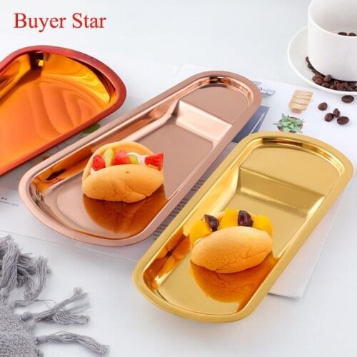 2pcs Gold dessert Dish Stainless steel Snack Plates Luxury cake serving Plates sector shape metal Sushi Buffet Kitchen tableware