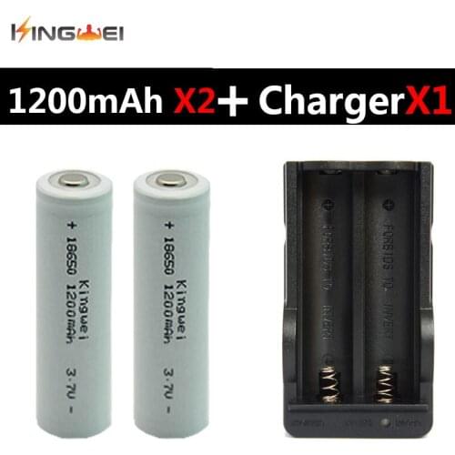KingWei 2Pcs 18650 Battery 3.7v 1200mAh Rechargeable Li-ion Battery With 18650 Double Charger EU US Plug