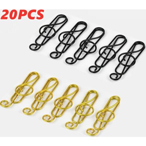 20pcs Mini Paper Clips Decorative Music Note Shape Metal Paperclips For Students Stationery Office School Binding Supplies