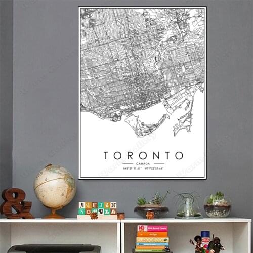 Black and White Canada City Map The Toronto City Map Poster HD Print Wall Art Canvas Nordic Landscape Painting for Home Decor
