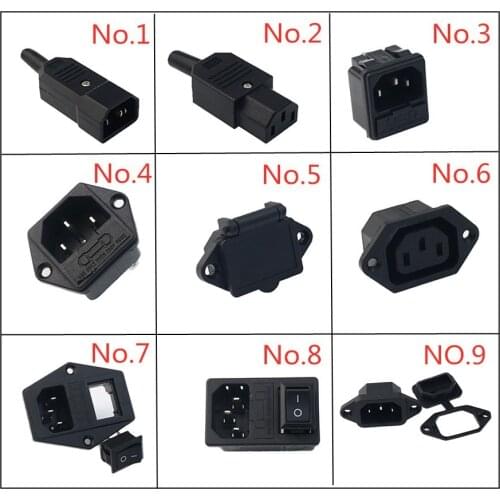 Black IEC 320 C13 Female Plug Rewirable Power Connector 3pin Socket 10A /250V
