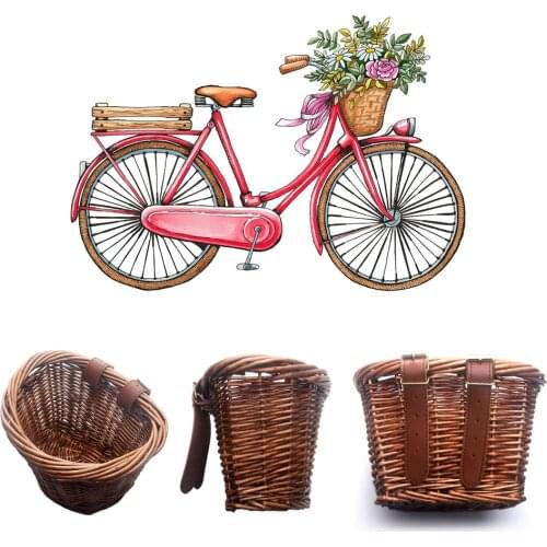 Kids Wicker Bike Basket Hand-made Vintage Rattan Bicycle Handlebar Balance Car Baskets Bike Scooter Basket Storage Container