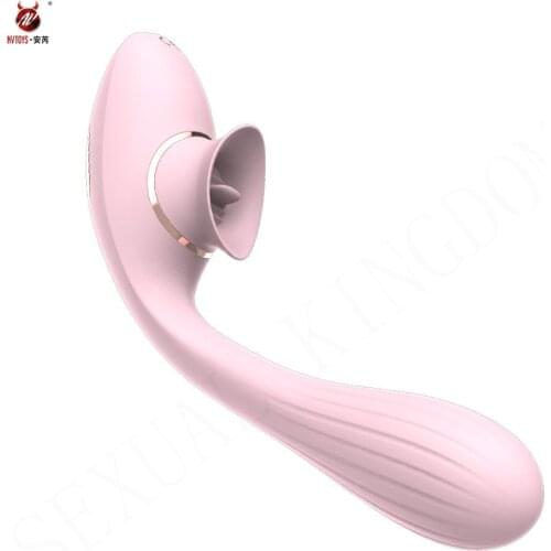 Dual Motor Vibrator Tongue Licking AV Wand 10 Modes Stick G-spot Clitoral Stimulator Female Masturbator Adult Sex Toys for Woman