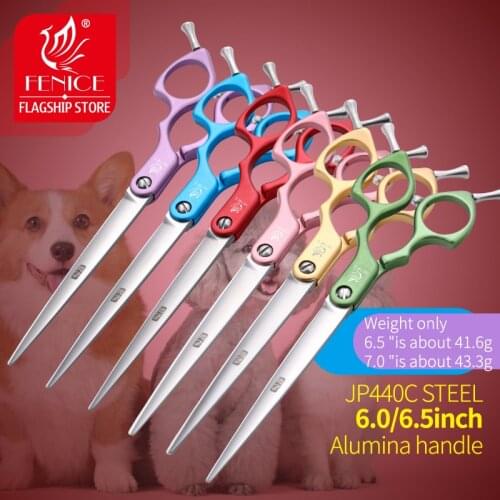 Fenice 6.5/7.0 inch Dog Professional Dog Grooming Straight Cutting Shears JP440C Stainless Steel with High Quality Alloy Handle