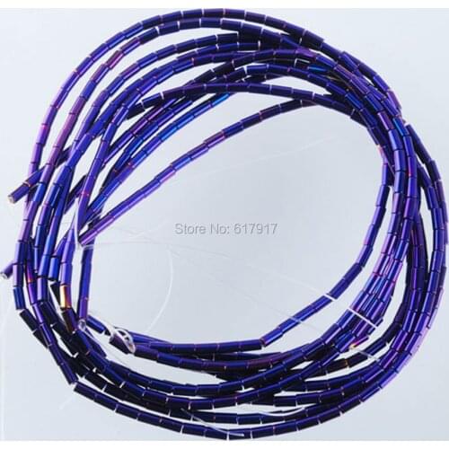Purple Hematite Non Magnetic Column Loose Beads Spacer 2x4mm For Jewelry Making 1 Strand TL3006